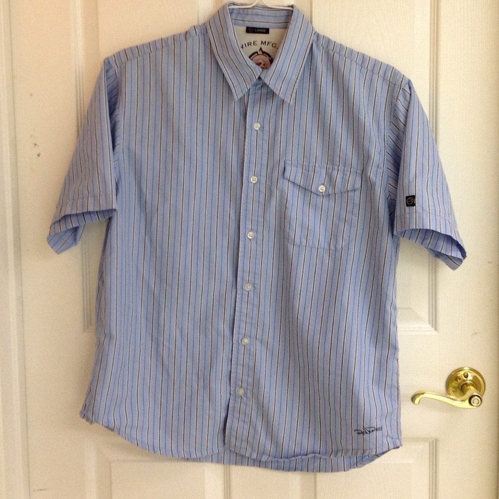 REWIRE Men's Short Sleeve Shirt stripes button front size Large
